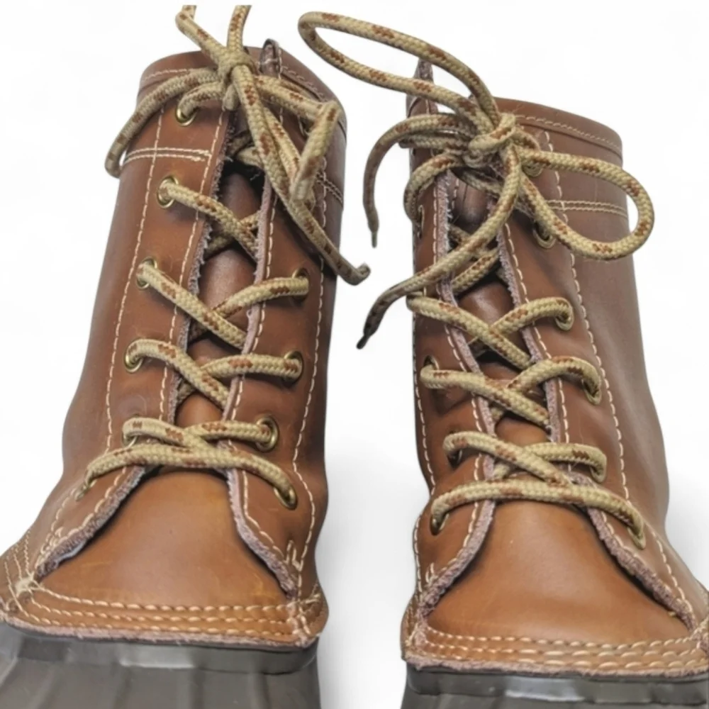 Khombu Letty Leather and Rubber Duck Boots in Brown and Tan Size 7
